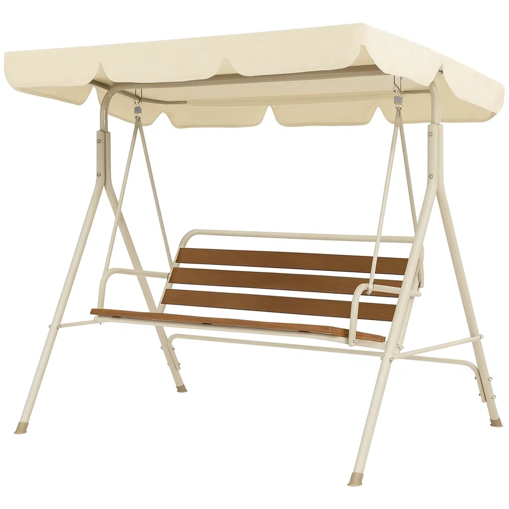 Dondolo da Giardino Acciaio e Legno-ELEGANTHOMEOASIS