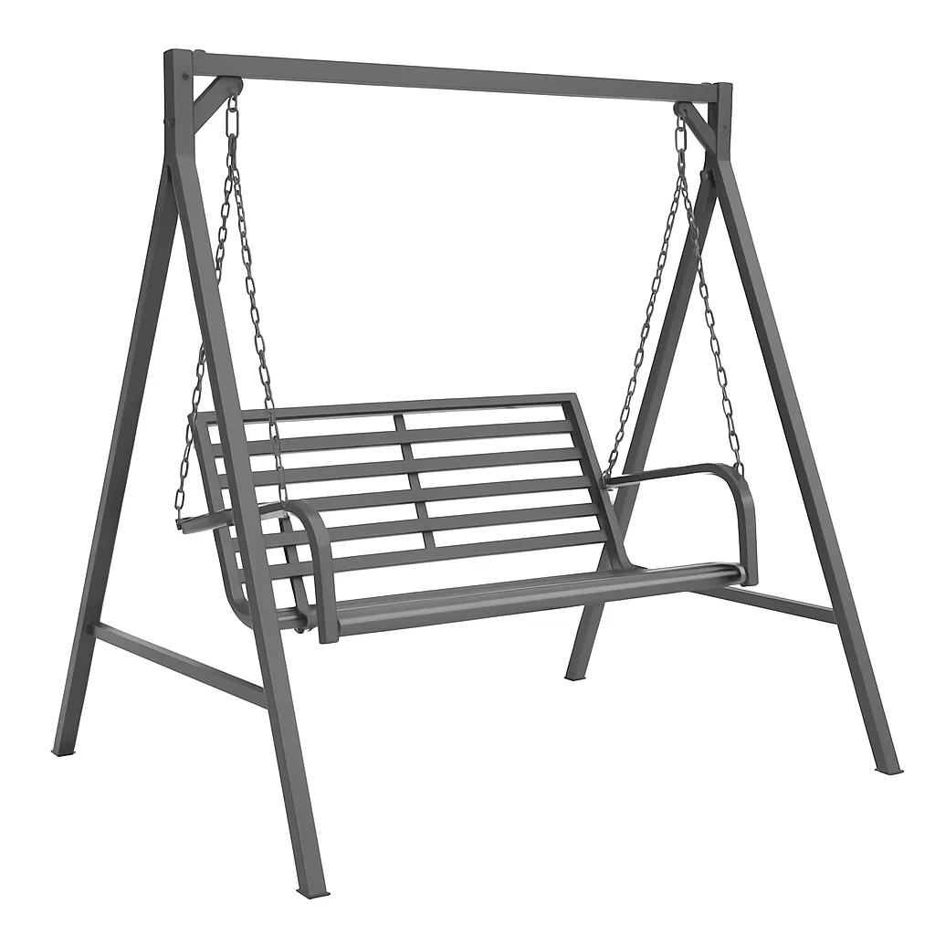 Altalena da Giardino in Acciaio Grigio, 152x110x105 cm-ELEGANTHOMEOASIS