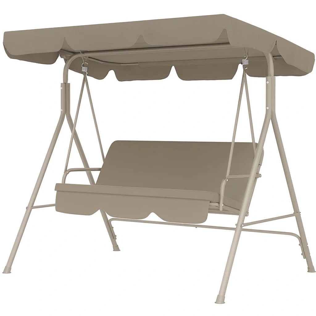 Dondolo da Giardino in Acciaio e Poliestere Beige-ELEGANTHOMEOASIS