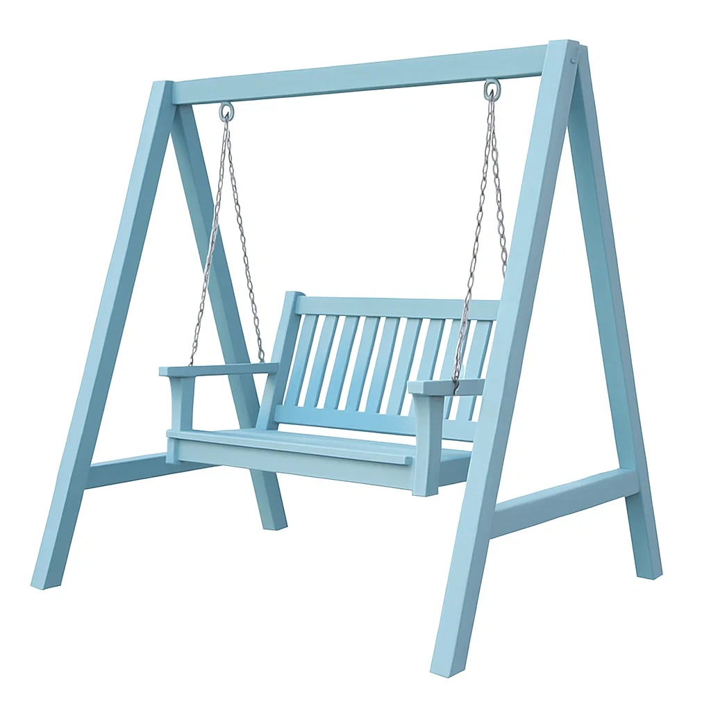 Altalena da Giardino in Legno con Struttura a Forma di Azzurro-ELEGANTHOMEOASIS