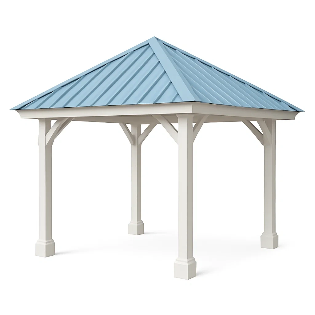 Gazebo in Metallo con Tetto in Lamiera Azzurro-ELEGANTHOMEOASIS