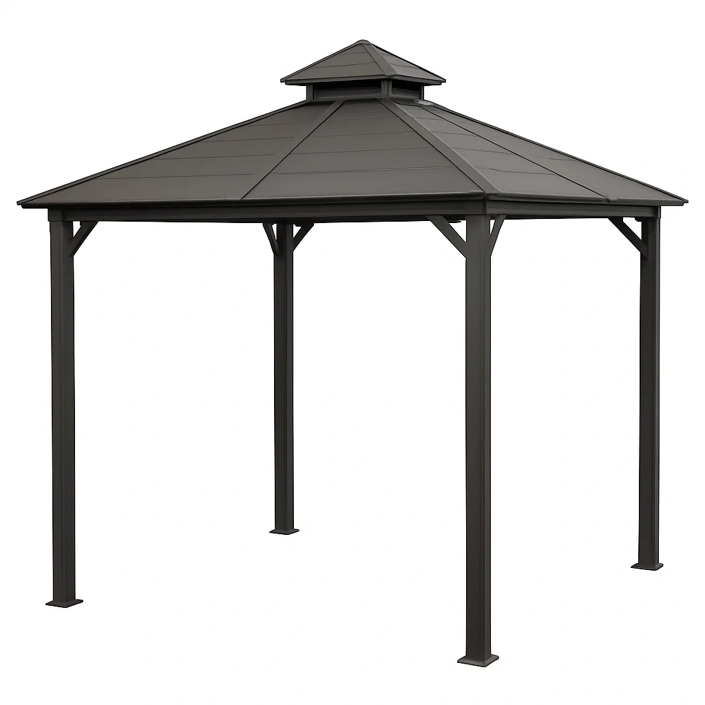 Gazebo da Giardino in Alluminio e Acciaio Grigio-ELEGANTHOMEOASIS