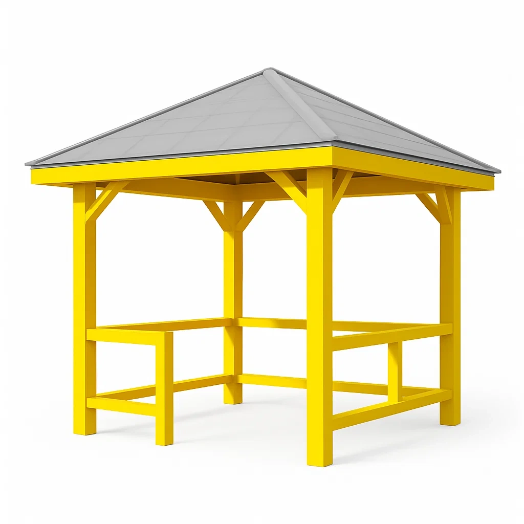 Gazebo in Metallo Giallo con Tetto in Alluminio Grigio-ELEGANTHOMEOASIS