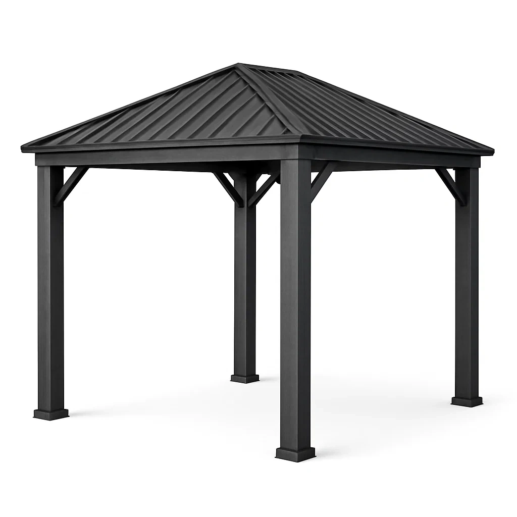 Gazebo da Giardino in Alluminio Nero 300x300x270 cm-ELEGANTHOMEOASIS