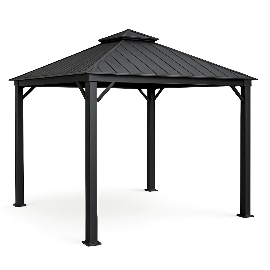 Gazebo da Esterno in Alluminio Nero 3x3 m-ELEGANTHOMEOASIS