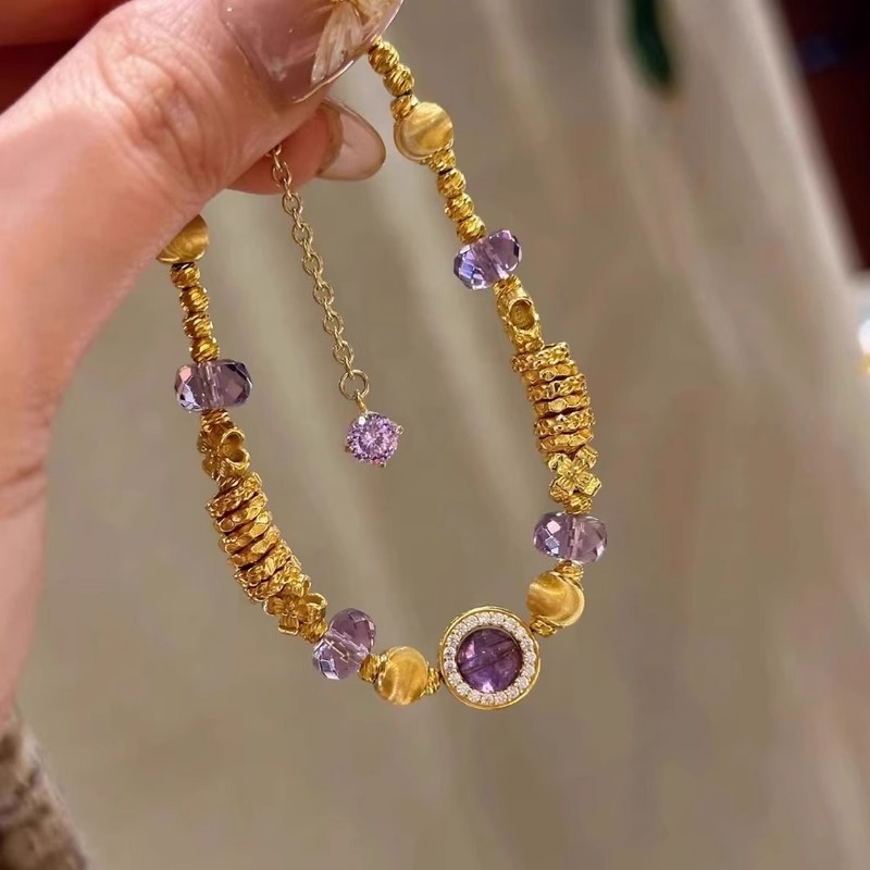 Brățară spiralată cu mărgele din piatră naturală, aliaj placat cu aur, brățară reglabilă multistrat, cadou unisex cu talisman norocos.