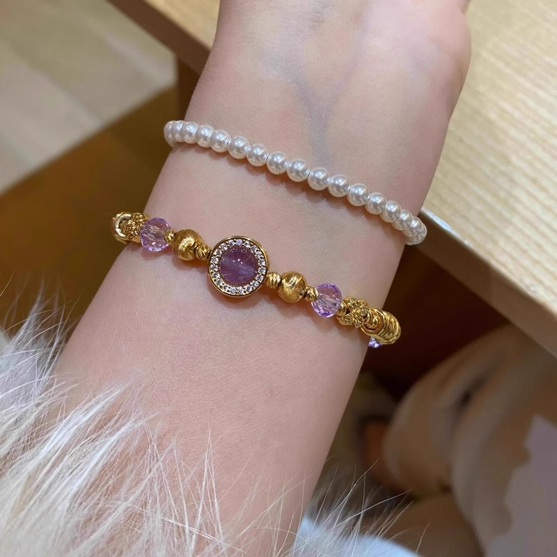Brățară spiralată cu mărgele din piatră naturală, aliaj placat cu aur, brățară reglabilă multistrat, cadou unisex cu talisman norocos.