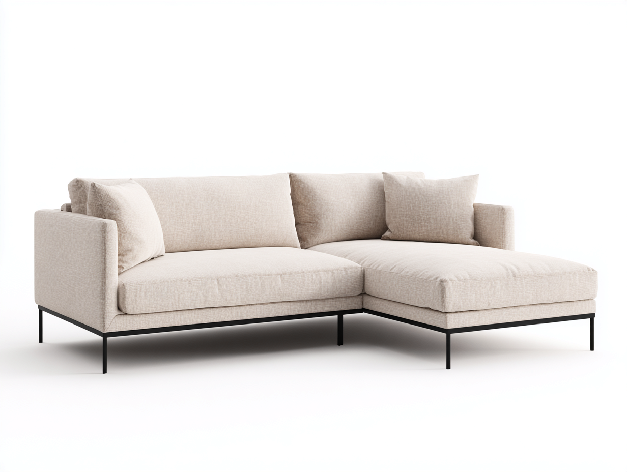 Divano angolare-Tessuto-Metallo-258 x 160 x 82 cm-Beige-Stile minimalista-Vosahaven