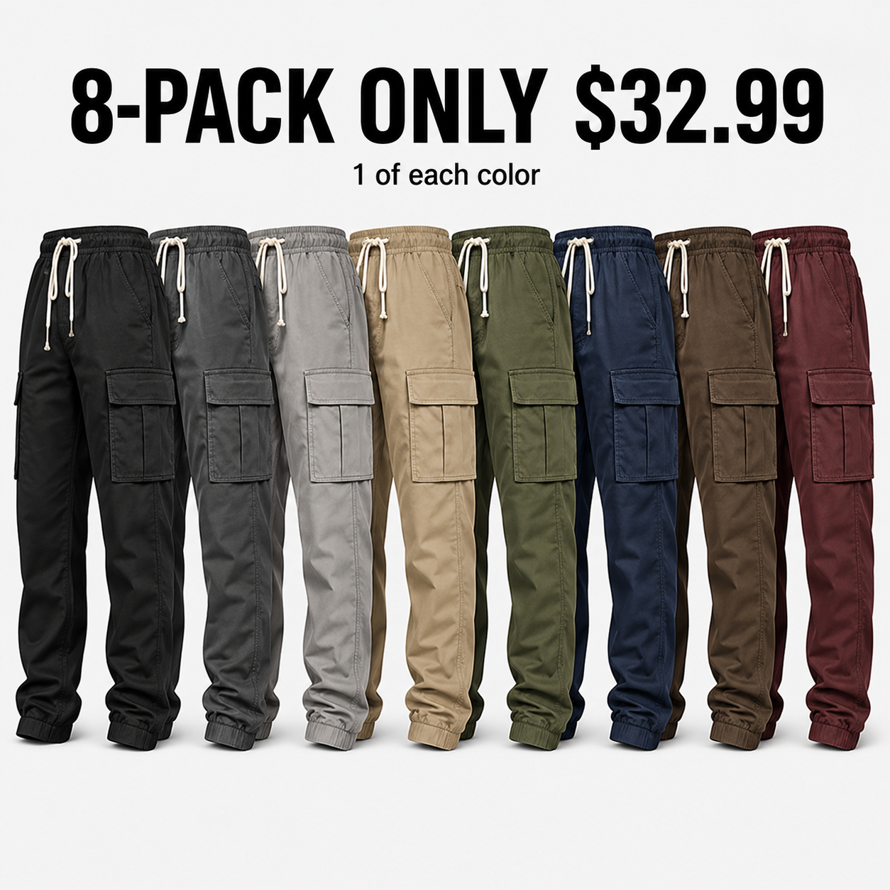 Men's Cargo Pants with Drawstring Waist - Summer Ready