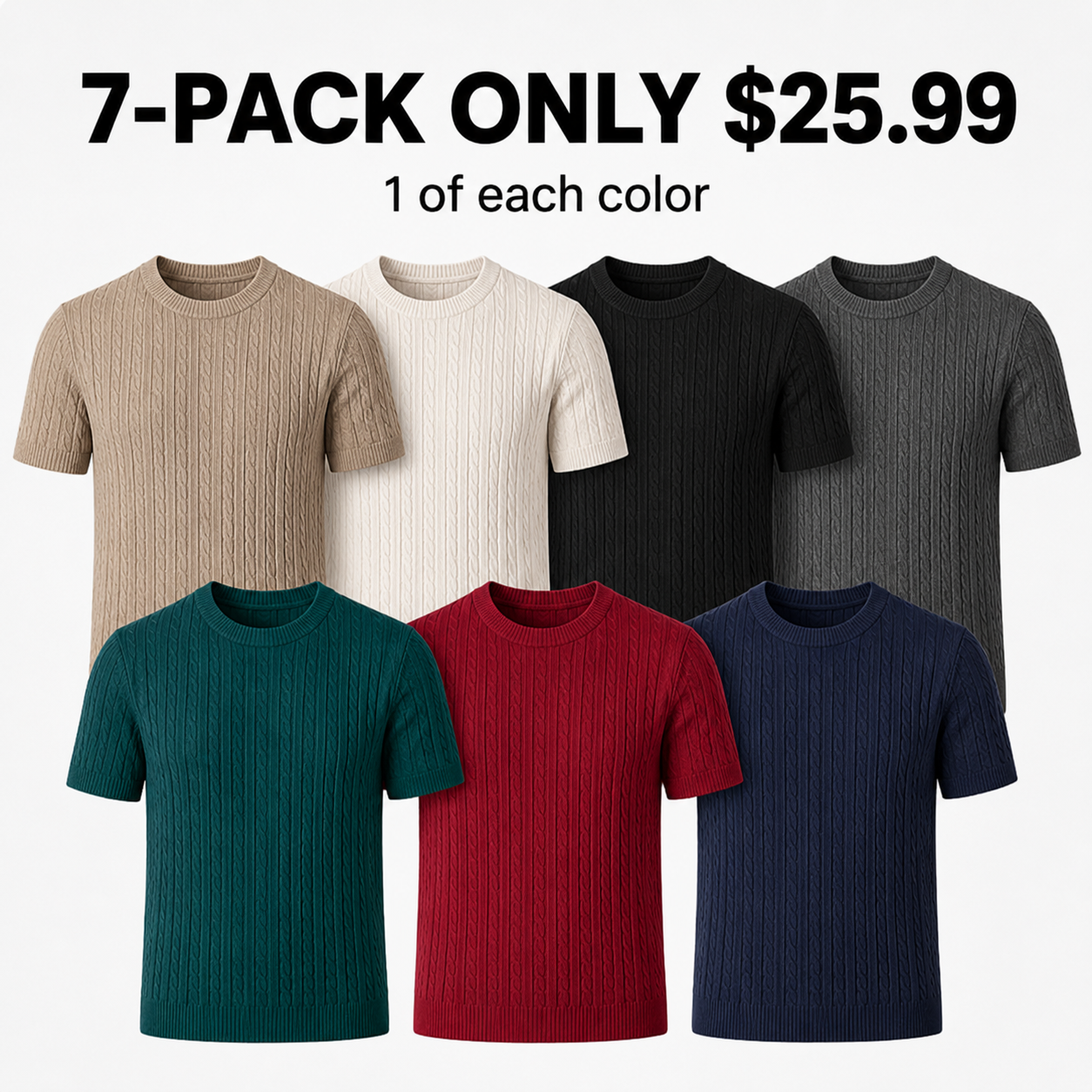 Summer Clothes Men's Plain Round Neck Stretchy Knit Cable Knit Top, Slim Casual Crew Neck Knitwear for Spring & Summer, Menswear for Daily Wear, National Day Clothing