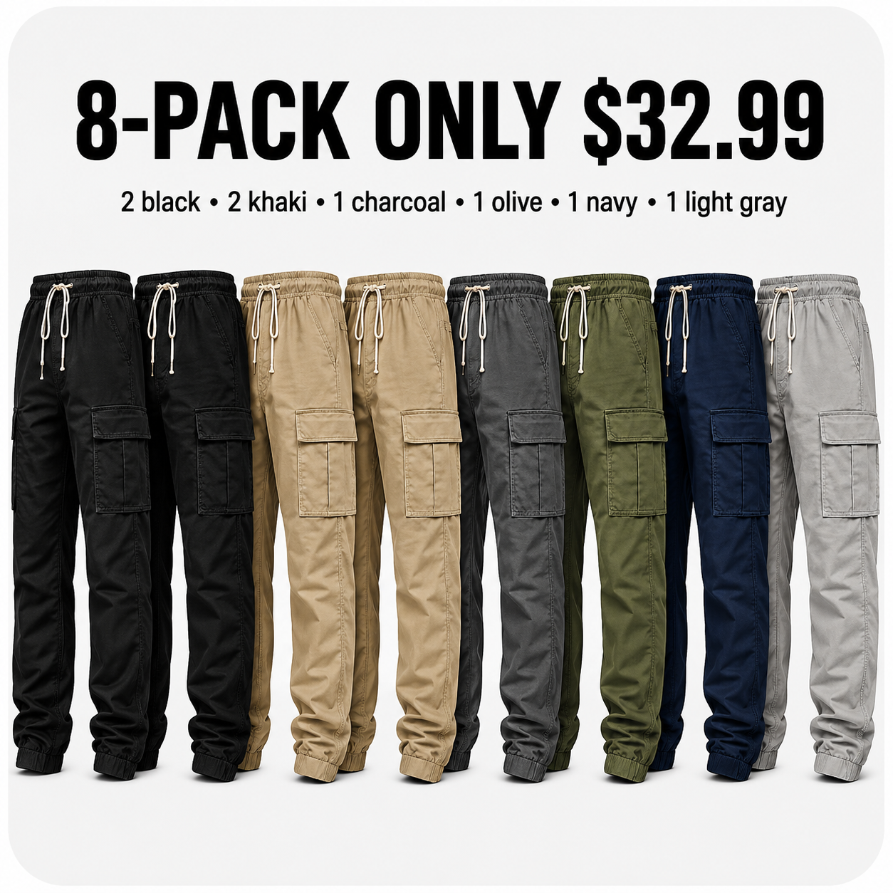 Men's Cargo Pants with Drawstring Waist - Summer Ready