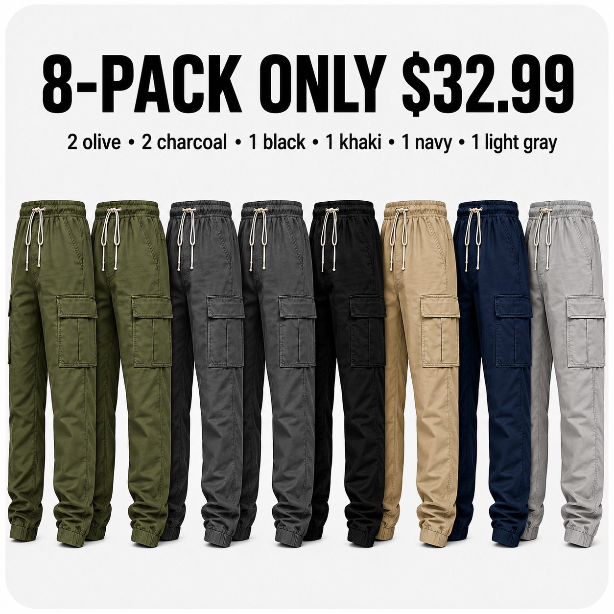 Men's Cargo Pants with Drawstring Waist - Summer Ready