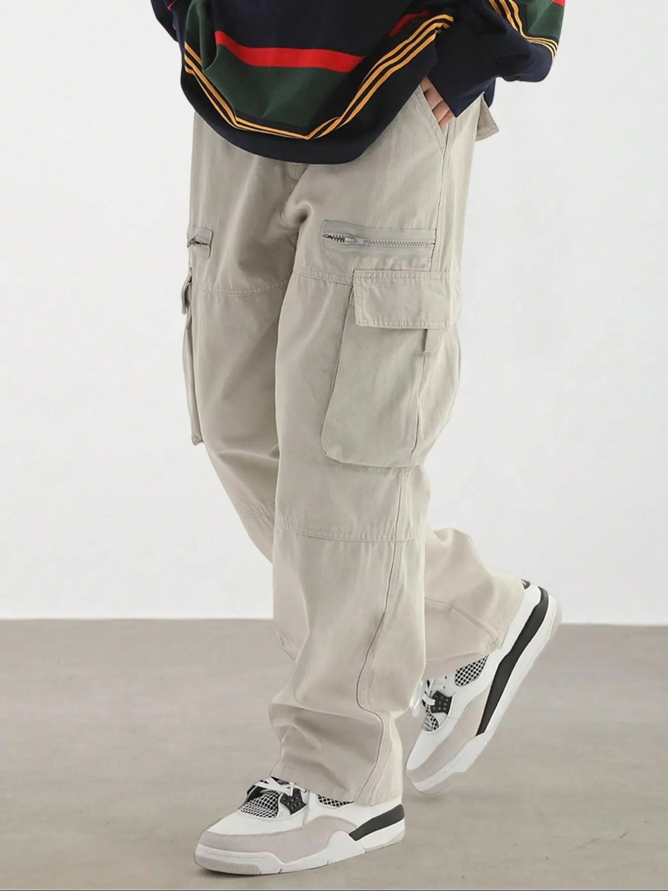 Men's Cargo Pants with Drawstring Waist - Casual Streetwear