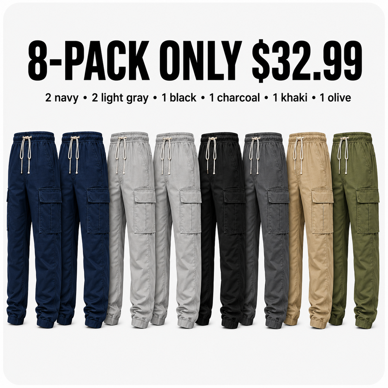 Men's Cargo Pants with Drawstring Waist - Summer Ready