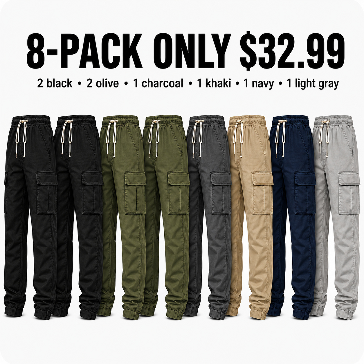 Men's Cargo Pants with Drawstring Waist - Summer Ready