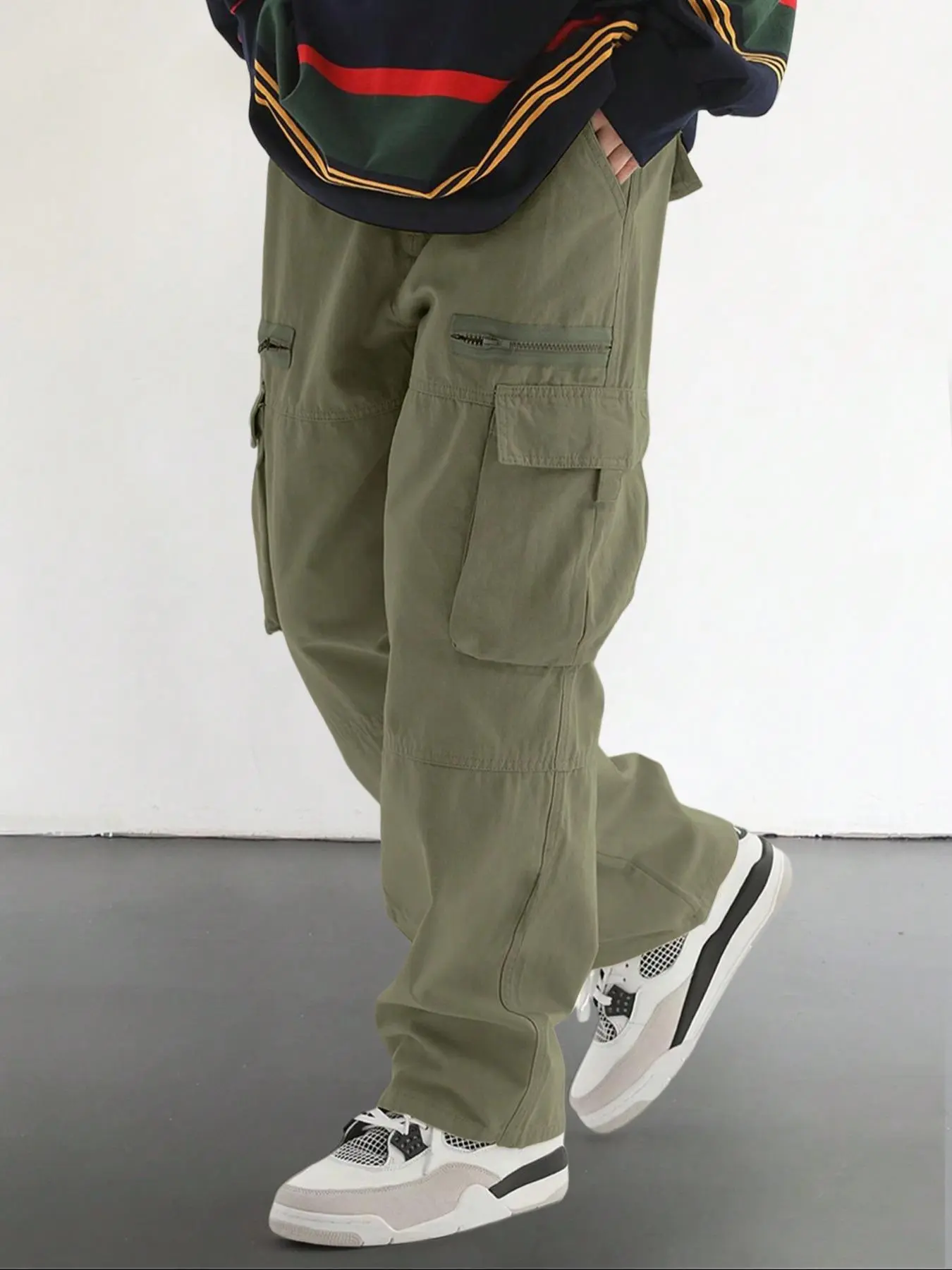 Men's Cargo Pants with Drawstring Waist - Casual Streetwear