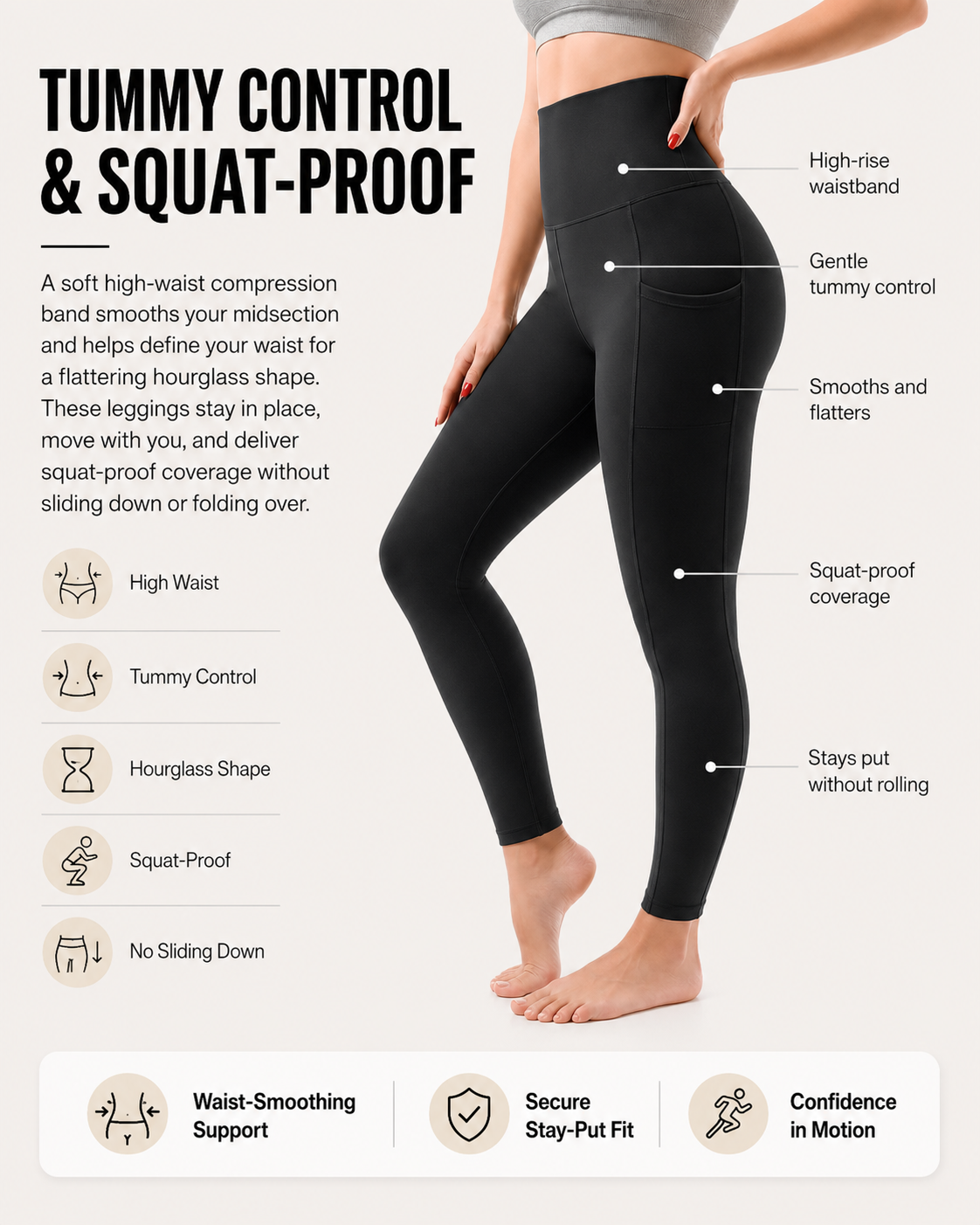 High-rise waistband and tummy-control detail