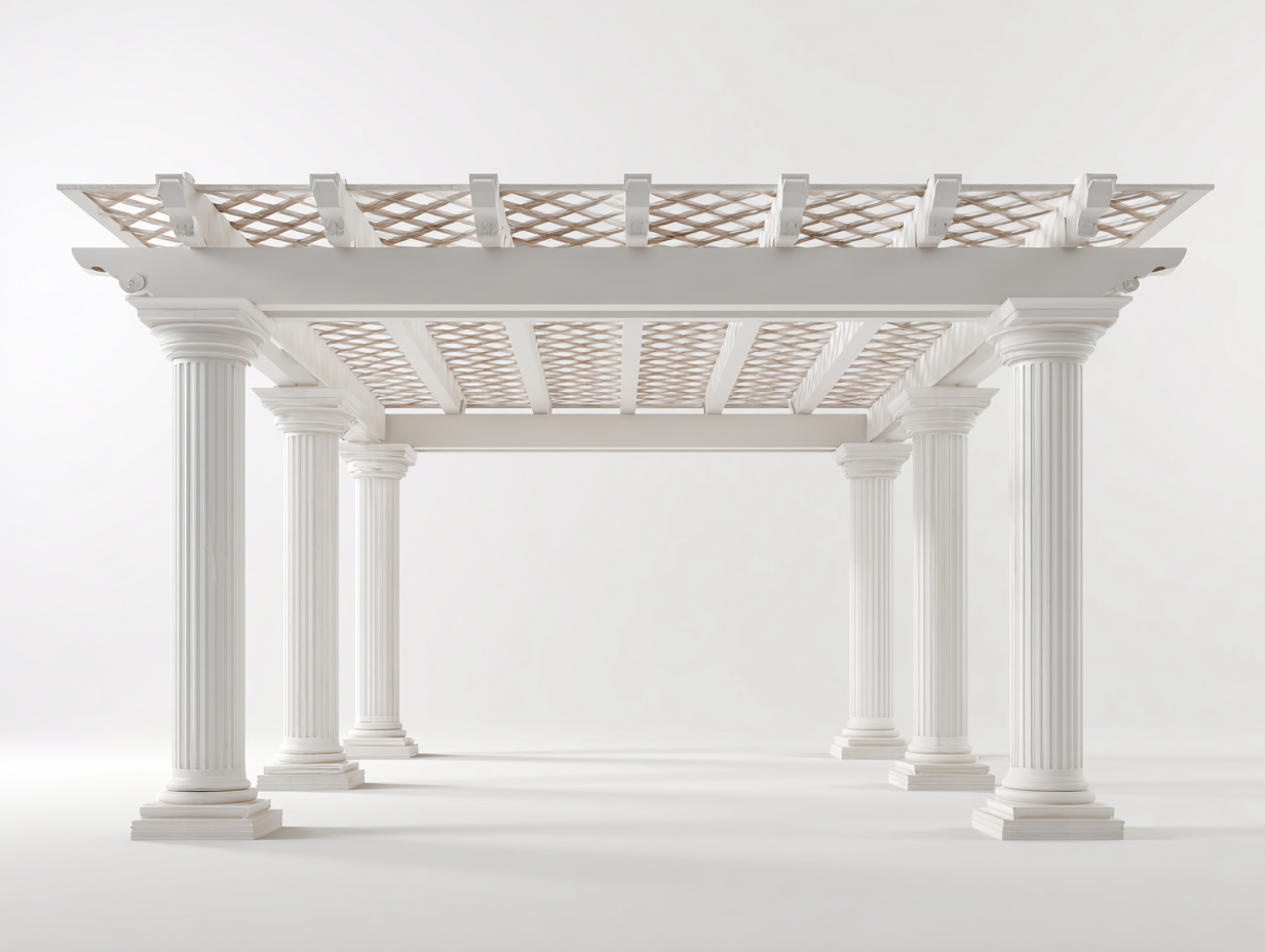 Pergolas et tonnelles - Pierre reconstituée-Résine - 440x320x270 cm - Blanc-Beige - Style classique-Coraidecor