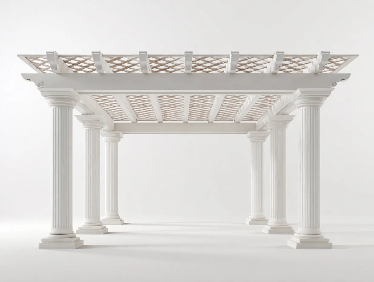 Pergolas et tonnelles - Pierre reconstituée-Résine - 440x320x270 cm - Blanc-Beige - Style classique-Coraidecor