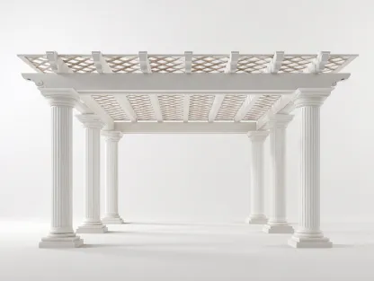 Pergolas et tonnelles - Pierre reconstituée-Résine - 440x320x270 cm - Blanc-Beige - Style classique-Coraidecor
