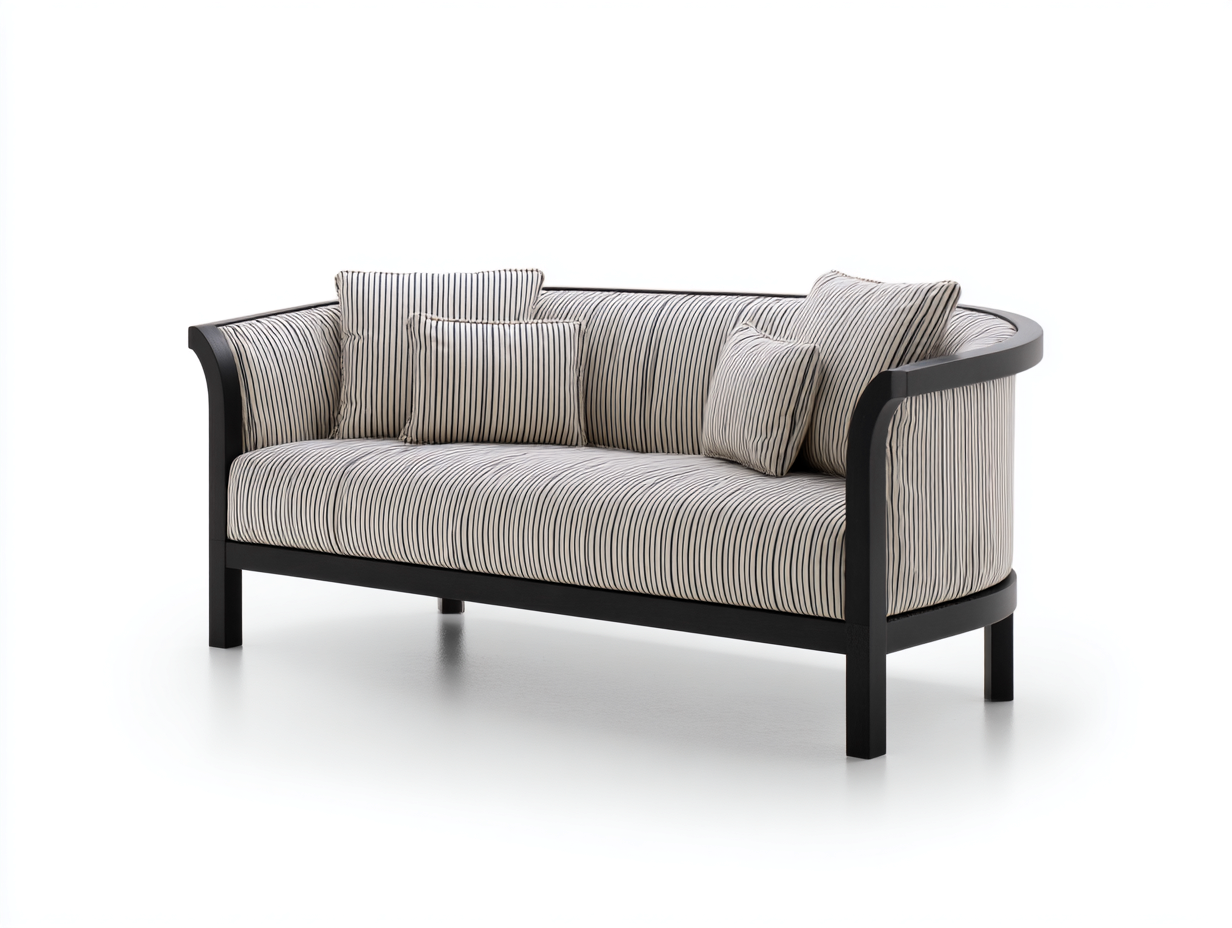 Canapé de jardin - Bois-Textile - 172x72x78 cm - Noir-Beige - Moderne-Coraidecor