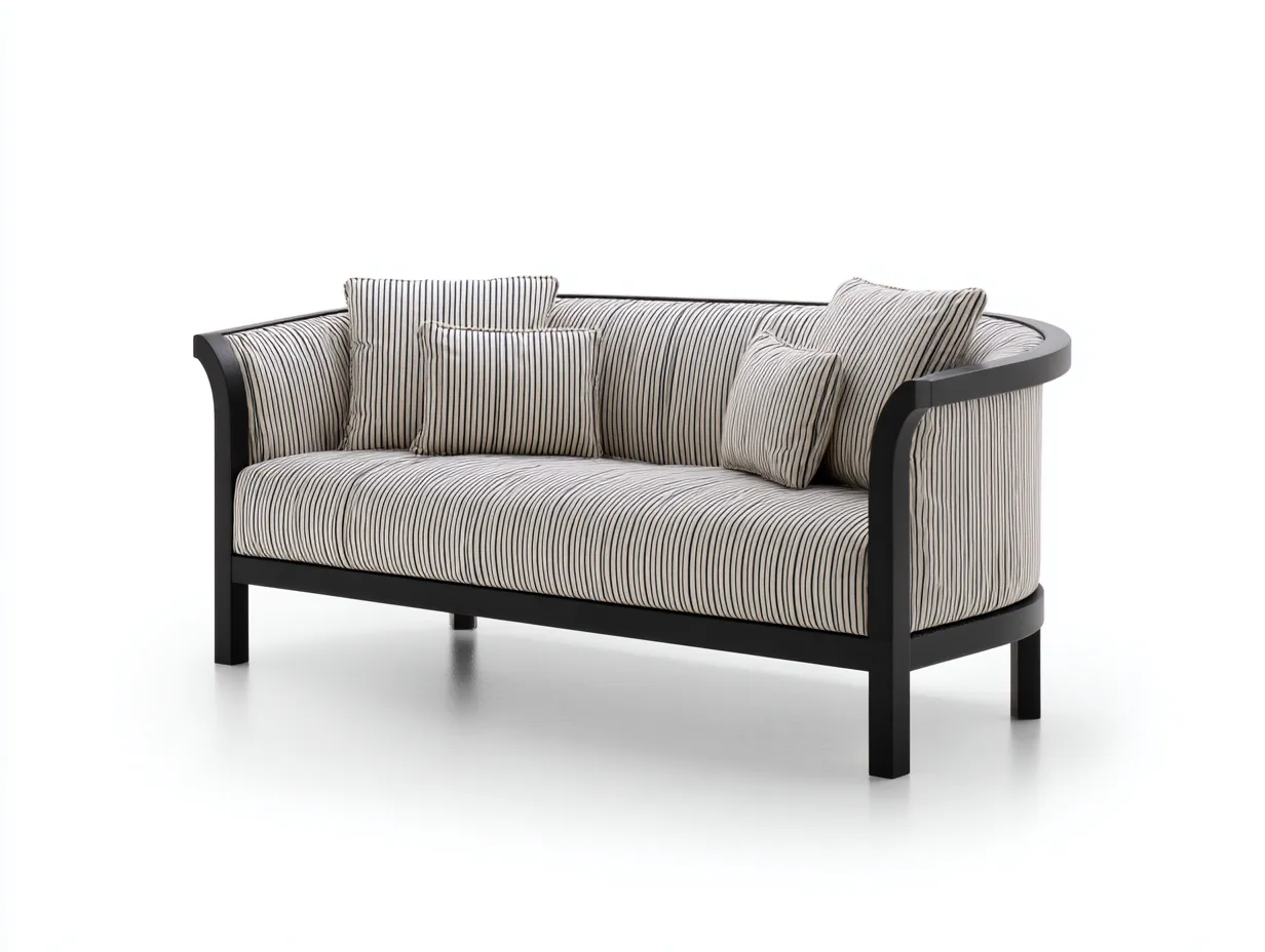 Canapé de jardin - Bois-Textile - 172x72x78 cm - Noir-Beige - Moderne-Coraidecor