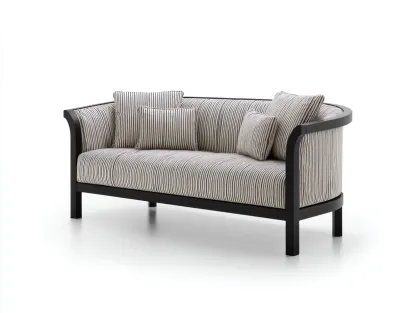 Canapé de jardin - Bois-Textile - 172x72x78 cm - Noir-Beige - Moderne-Coraidecor