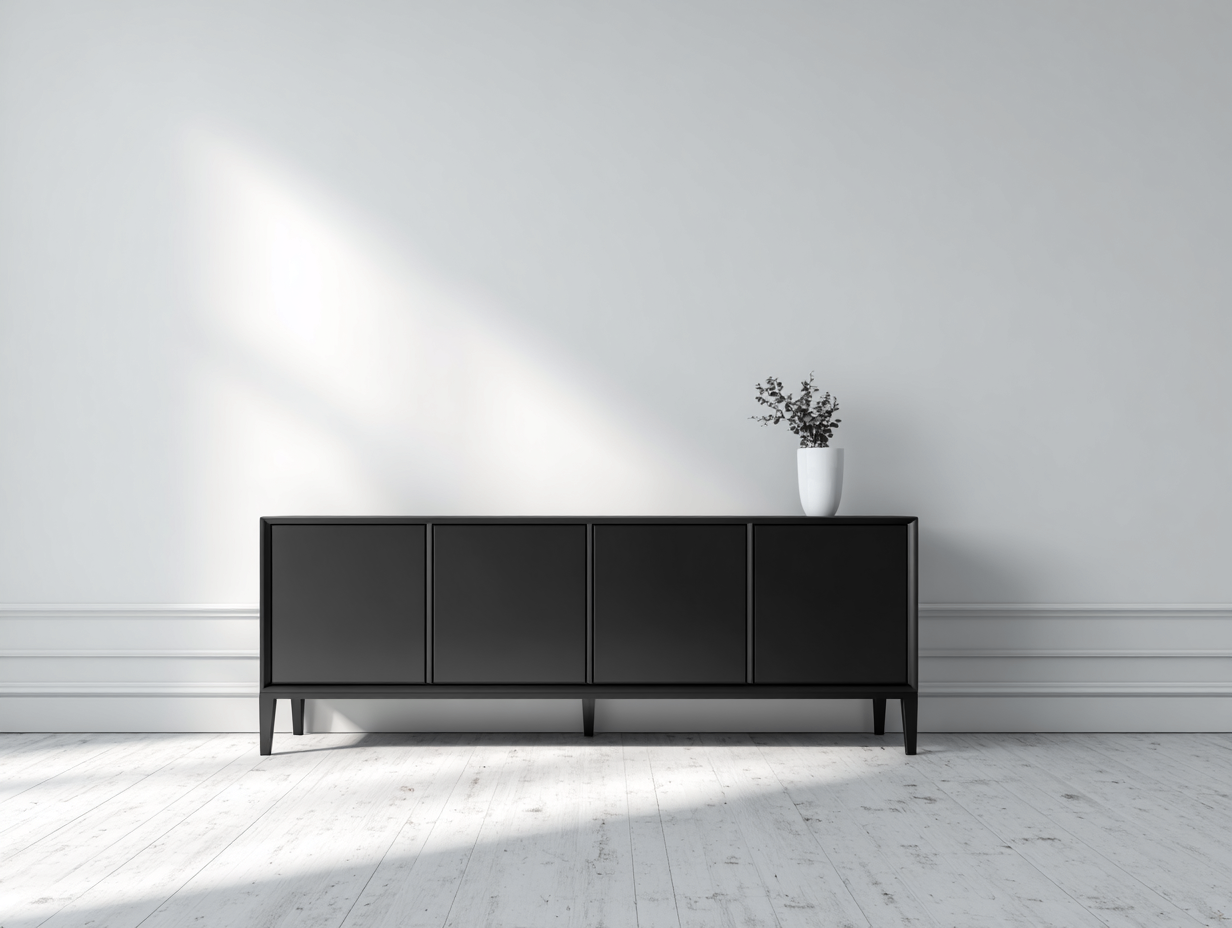 Meuble d'entrée - Bois-Métal - 200x45x72 cm - Noir - Minimaliste-Coraidecor