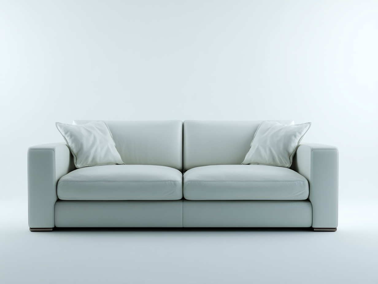 Canapé 2 places - cuir synthétique - 204x92x76 cm - gris clair - moderne-Coraidecor