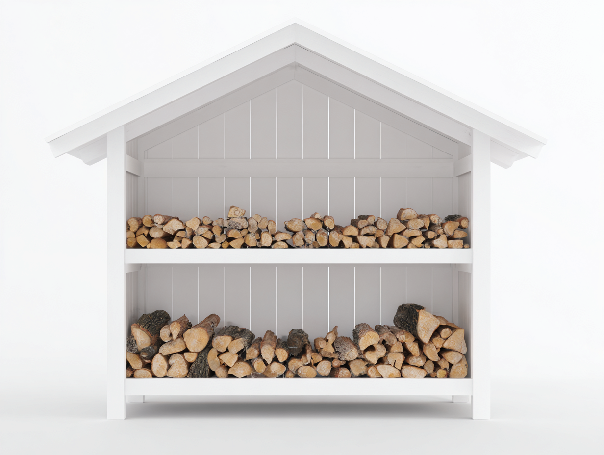 Abri à bûches - Bois - 186x48x148 cm - Blanc - Style cabanon-Coraidecor