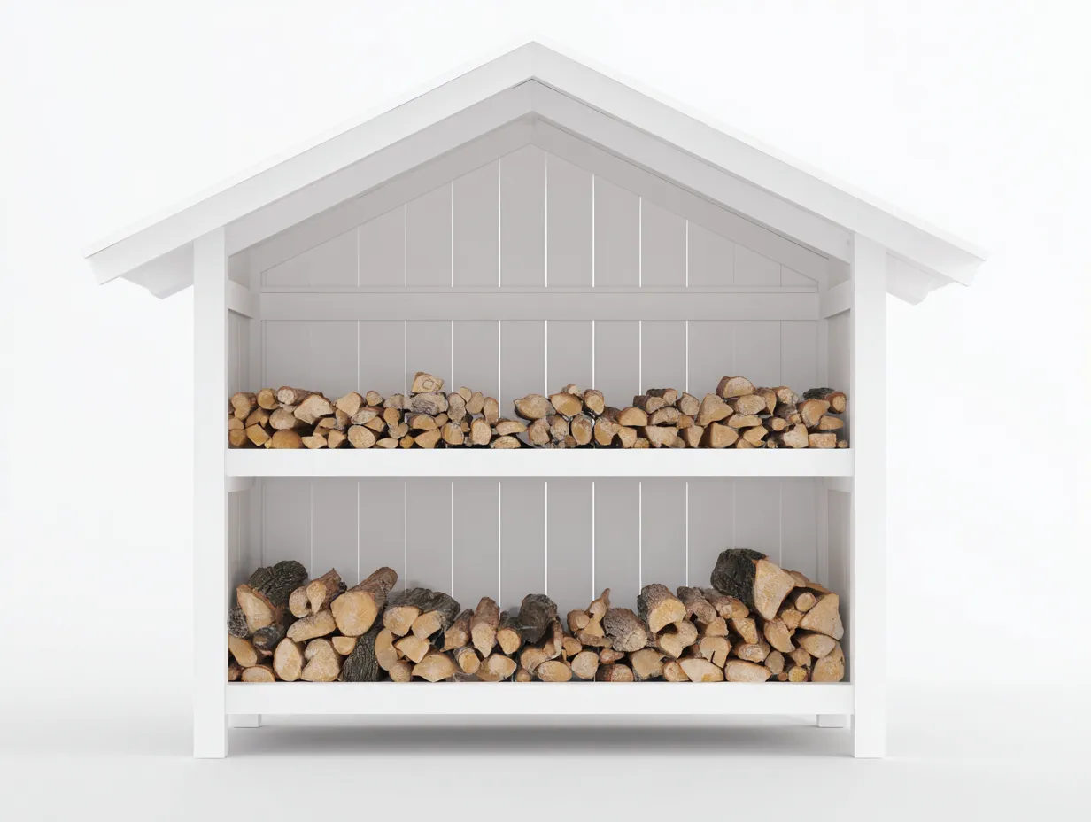 Abri à bûches - Bois - 186x48x148 cm - Blanc - Style cabanon-Coraidecor