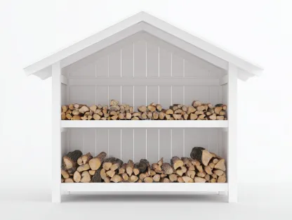 Abri à bûches - Bois - 186x48x148 cm - Blanc - Style cabanon-Coraidecor