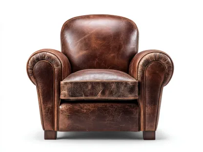 Fauteuil-Cuir-Bois-90x86x82 cm-Marron-Classique-Coraidecor