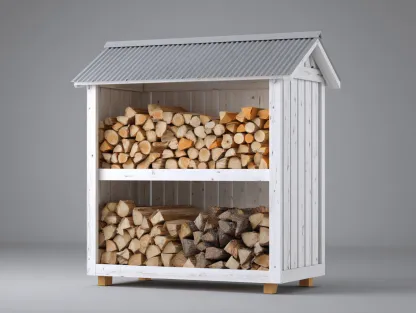 Abri à bûches - Bois-Métal - 142x50x158 cm - Blanc-Gris-Naturel - Chalet compact-Coraidecor