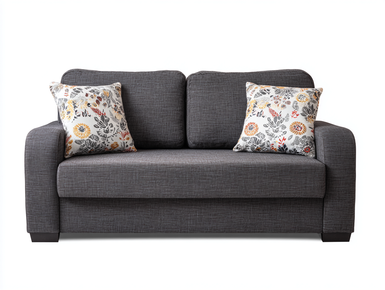 Canapé 2 places - tissu-bois - 197x86x77 cm - gris ardoise - contemporain-Coraidecor