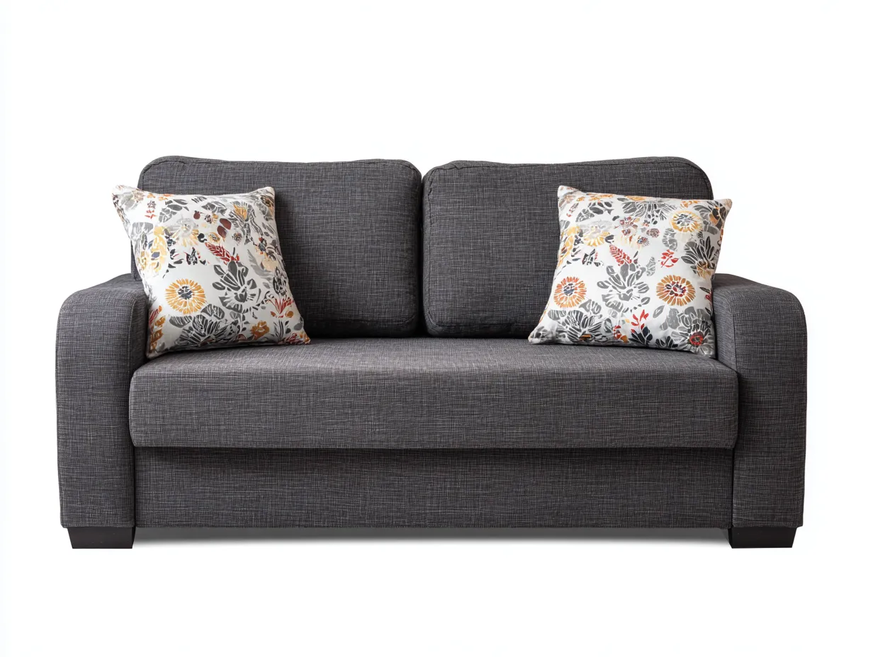 Canapé 2 places - tissu-bois - 197x86x77 cm - gris ardoise - contemporain-Coraidecor