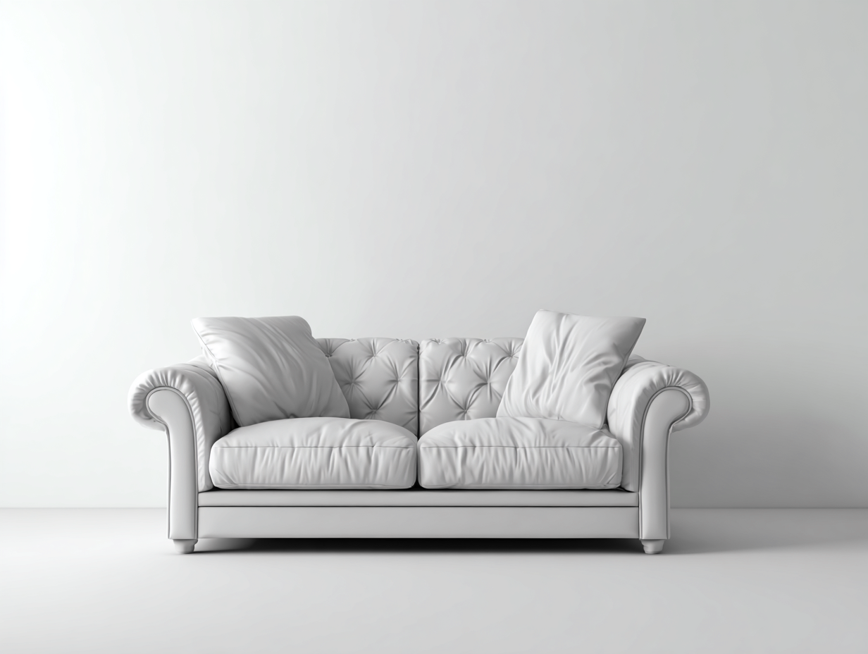 Canapé 2 places - cuir synthétique - 198x88x82 cm - blanc cassé - Chesterfield-Coraidecor