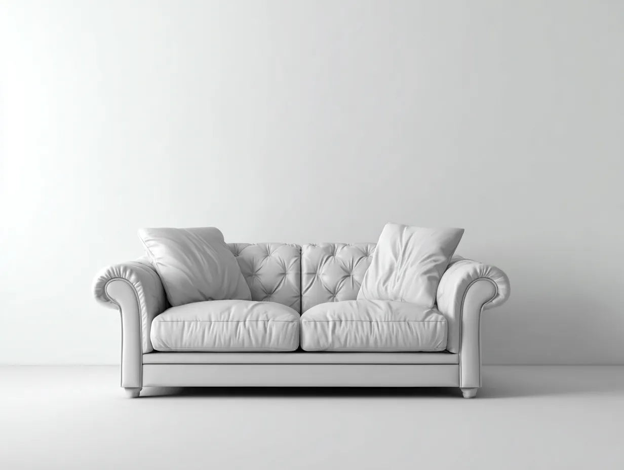 Canapé 2 places - cuir synthétique - 198x88x82 cm - blanc cassé - Chesterfield-Coraidecor