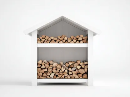 Abri à bûches - Bois - 112x40x138 cm - Blanc - Maison moderne-Coraidecor