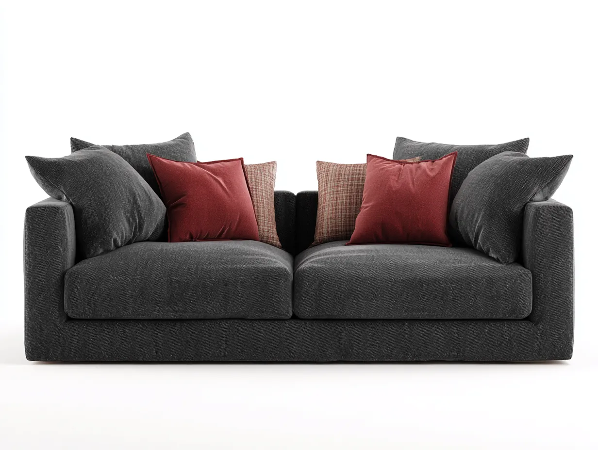 Canapé 2 places - tissu - 214x96x72 cm - gris anthracite - contemporain-Coraidecor