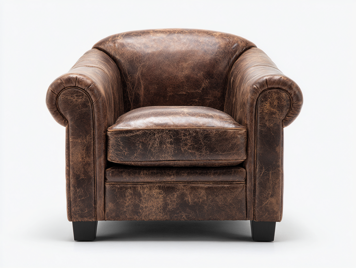 Fauteuil-Cuir-92x86x79 cm-Marron-Vintage-Coraidecor