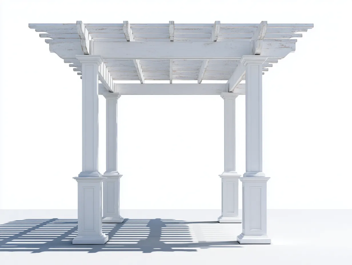 Pergolas et tonnelles - Bois - 410x300x265 cm - Blanc vieilli - Style classique-Coraidecor