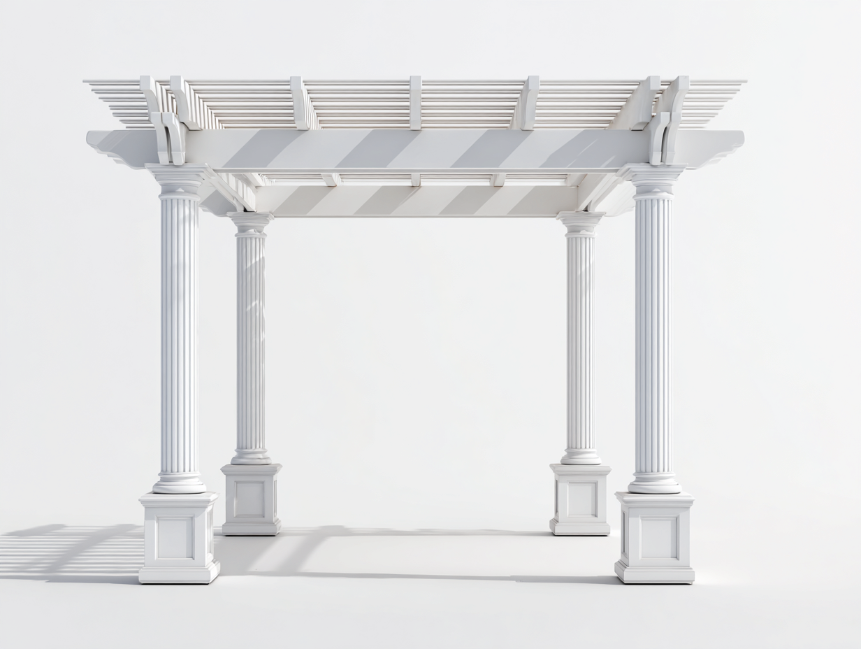Pergolas et tonnelles - Pierre reconstituée - 430x310x275 cm - Blanc - Style classique architectural-Coraidecor