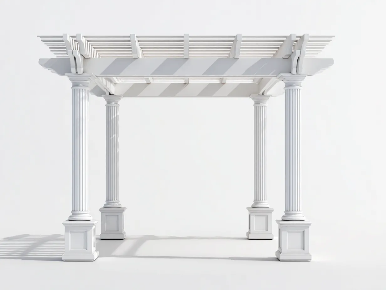 Pergolas et tonnelles - Pierre reconstituée - 430x310x275 cm - Blanc - Style classique architectural-Coraidecor
