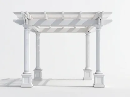 Pergolas et tonnelles - Pierre reconstituée - 430x310x275 cm - Blanc - Style classique architectural-Coraidecor