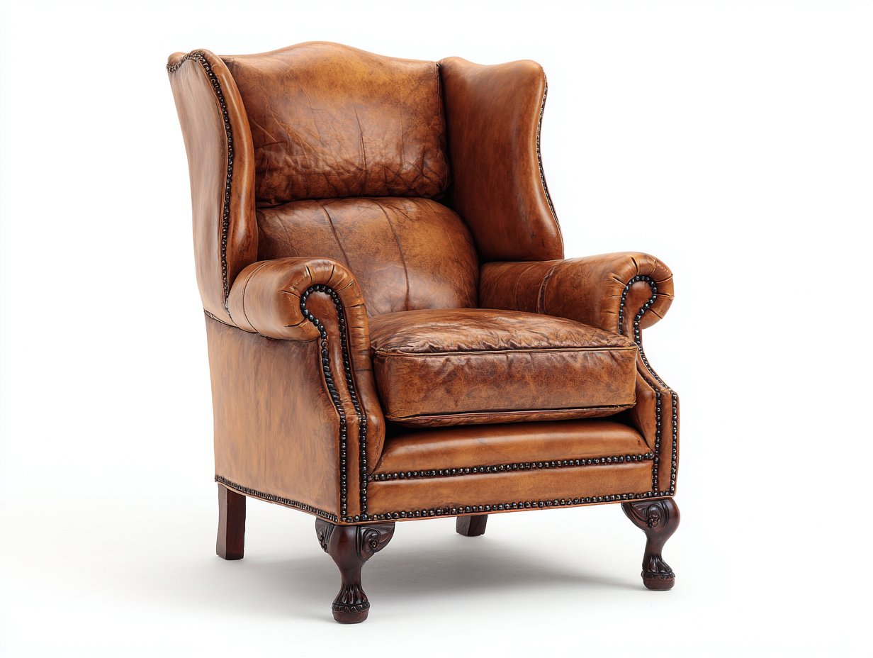 Fauteuil-Cuir-Bois-91x94x118 cm-Camel cognac-Vintage-Coraidecor