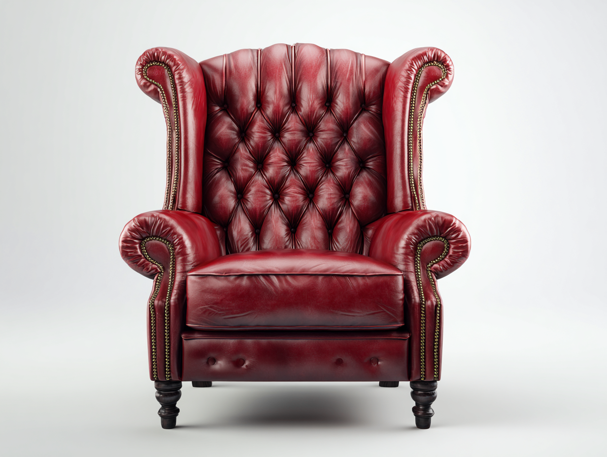 Fauteuil-Cuir-Bois-96x94x118 cm-Rouge bordeaux-Chesterfield-Coraidecor