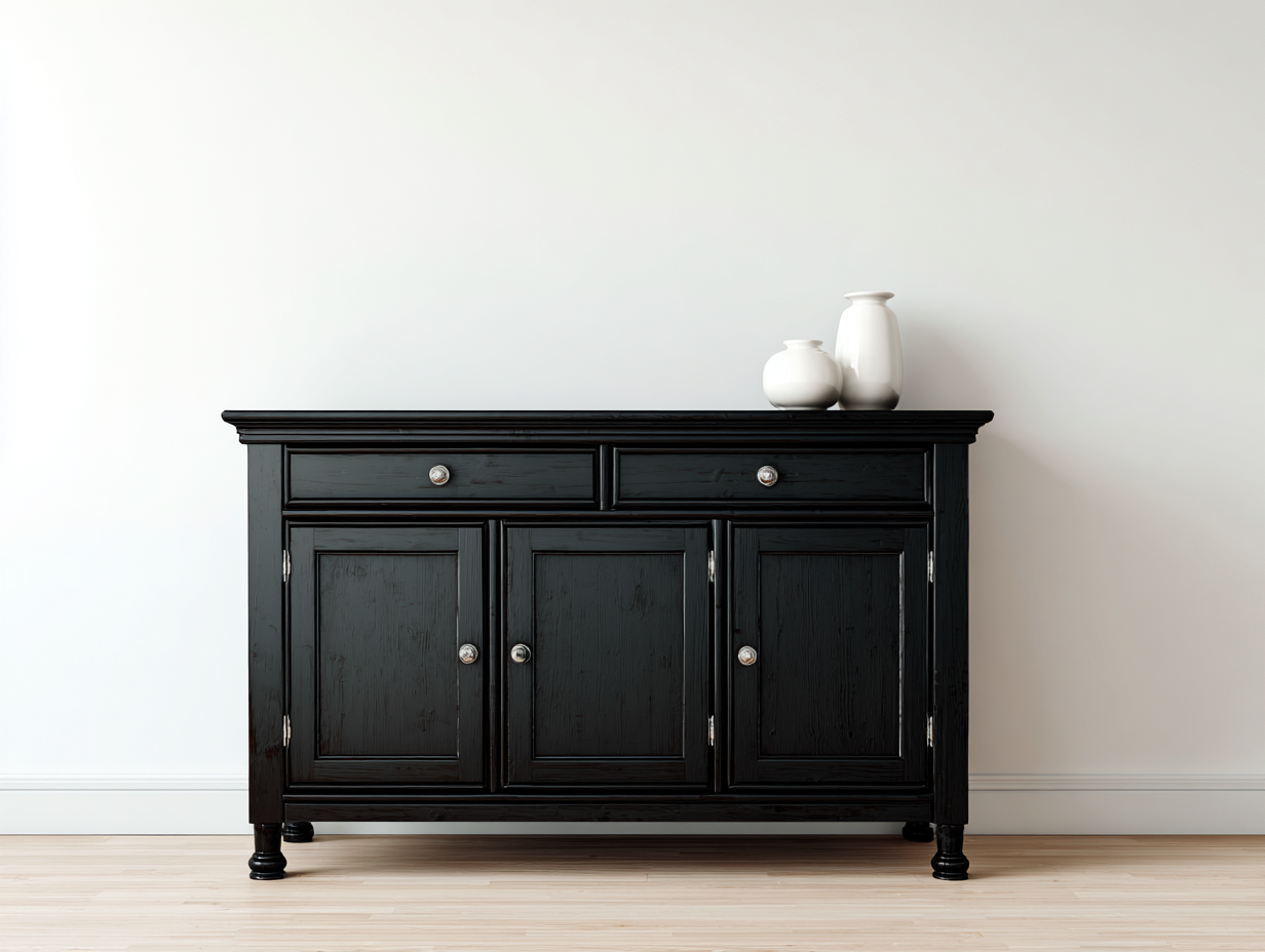 Meuble d'entrée - Bois-Métal - 170x42x86 cm - Noir - Classique-Coraidecor