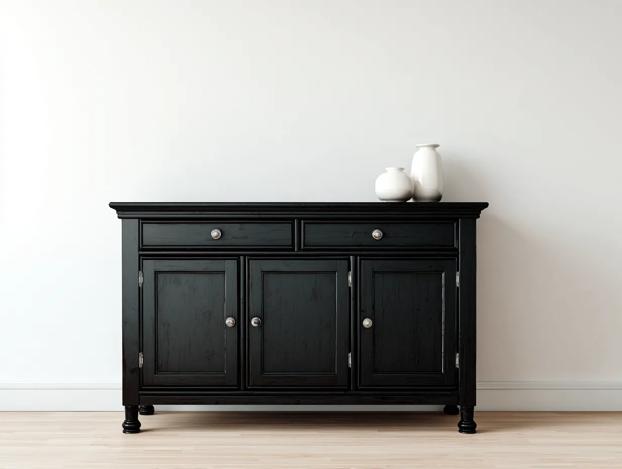 Meuble d'entrée - Bois-Métal - 170x42x86 cm - Noir - Classique-Coraidecor