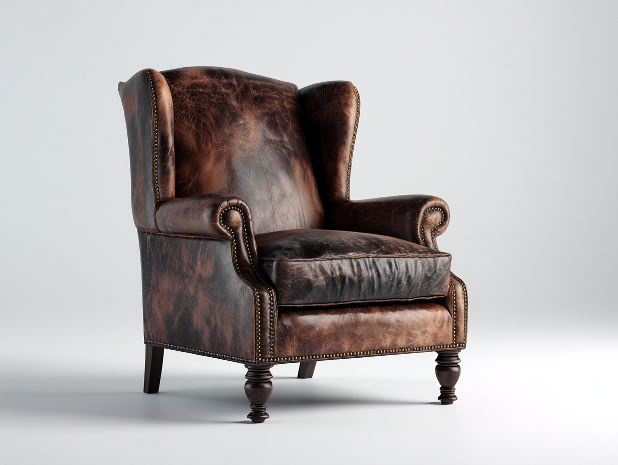 Fauteuil-Cuir-Bois-90x93x116 cm-Marron-Classique-Coraidecor